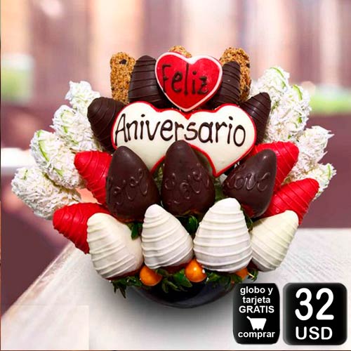 arreglo frutal aniversario para aniversarios novios o matrimonio