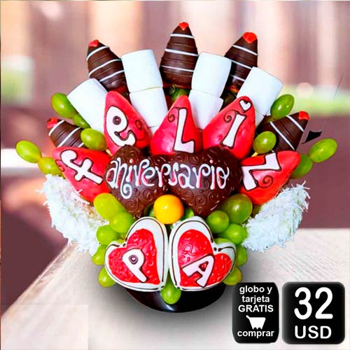arreglo frutal anniversaire para aniversarios novios o matrimonio