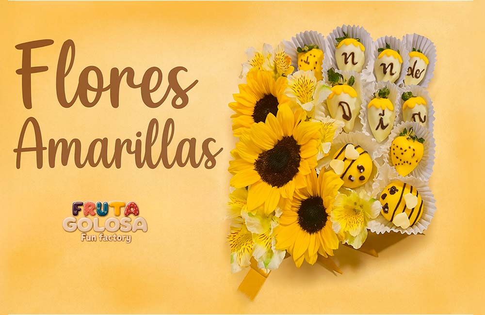 arreglos frutales dia de las flores amarillas