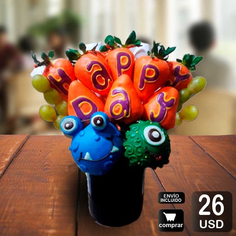 arreglo frutal Happy Crazy para desear un grandioso dìa