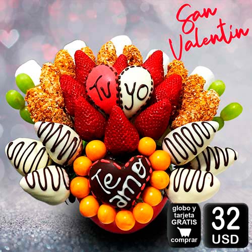 arreglo frutal para san valentin
