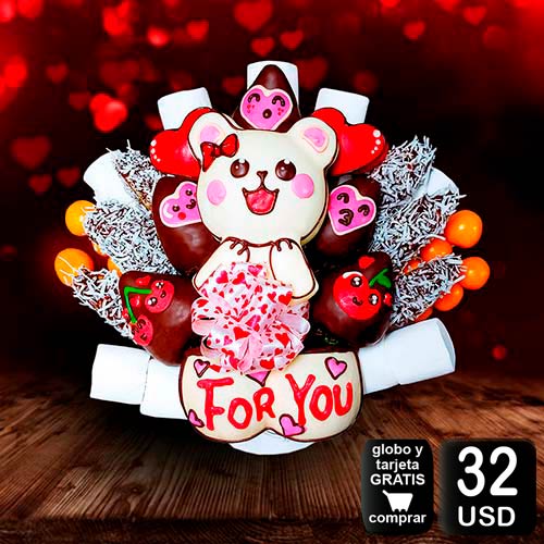 arreglo frutal para san valentin